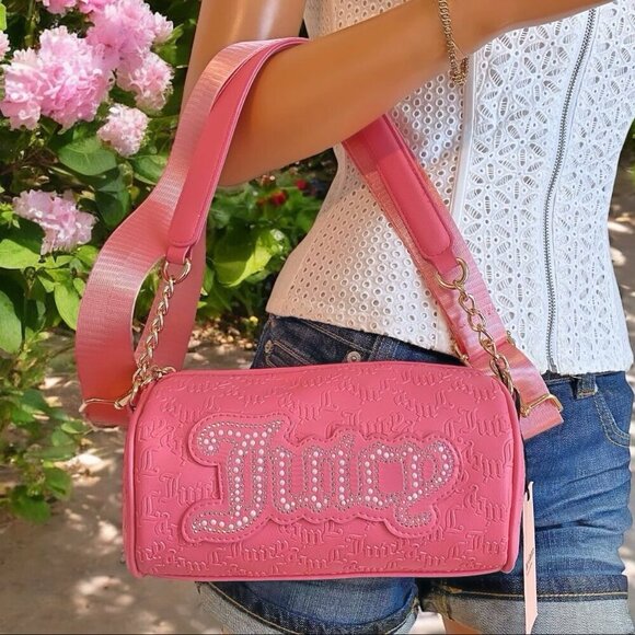 Juicy Couture Handbags - Juicy Couture Pink String Of Pearls Roll Crossbody Handbag Purse NWT